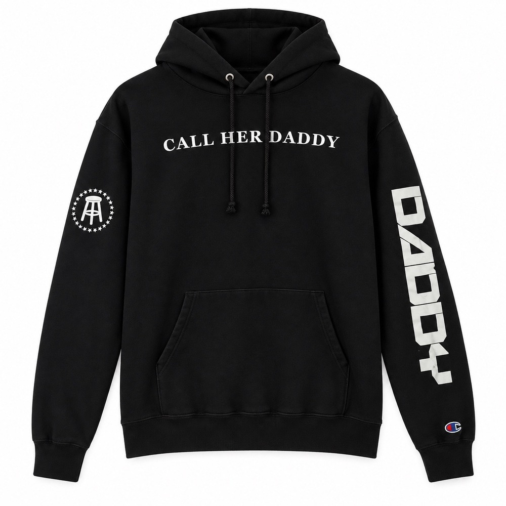 Champion Barstool Sports Call Her Daddy Hoodie Size L Black Sweatshirt Podcast